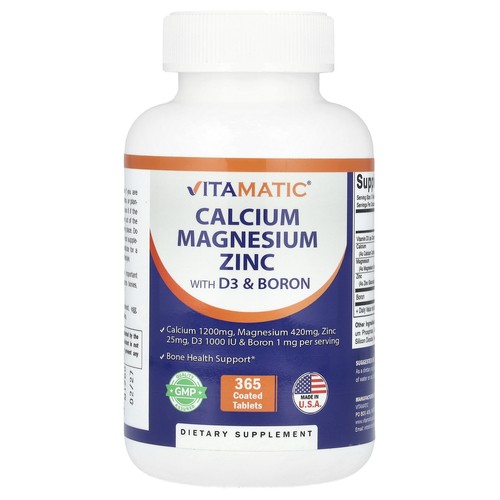 Calcium, Magnesium, Zinc With D3 & Boron, 365 Coated Tablets