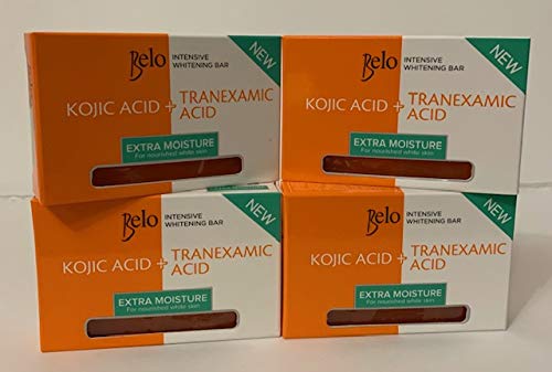 New Belo Intensive Whitening Bar EXTRA MOISTURE (Kojic + Tranexamic Acid) 65g (Pack of 4)