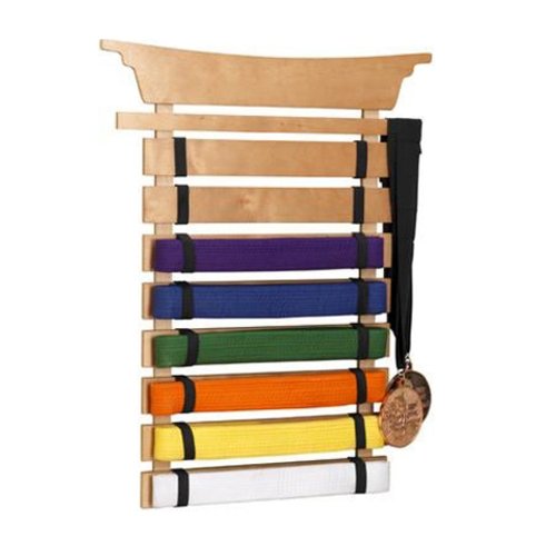 KidKraft Martial Arts Wooden Belt Holder Hanging Display for 8 Belts (Unpersonalized)