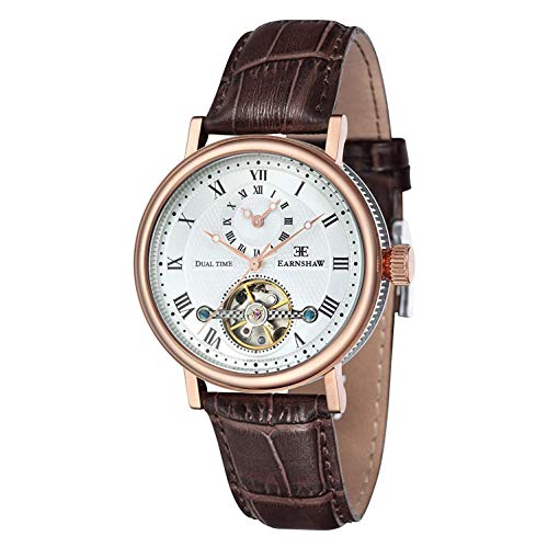 Thomas Earnshaw Mens Beaufort Stainless Steel Mechanical-Hand-Wind Watch with Leather Strap, Brown, 22 Model: ES-8047-05