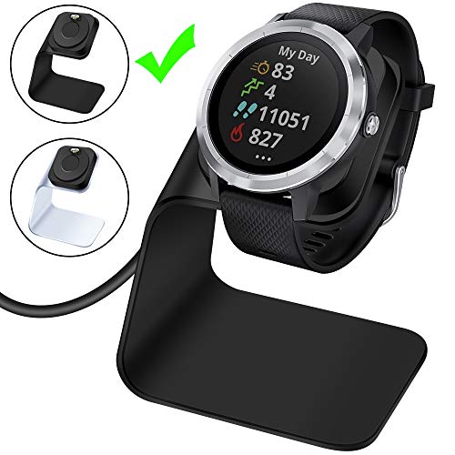 EZCO Compatible Garmin Vivoactive 3 Charger Dock Stand Cable, Premium Aluminm Charging Base Station USB Date Syn Compatible Garmin Vivoactive 3 / Vivoactive 3 Music Smartwatch, Black