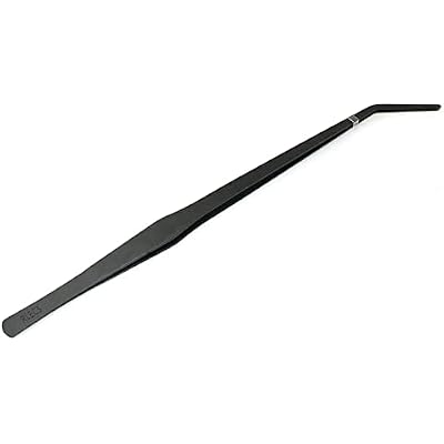RLECS 15 inch Aquarium Tweezers Non-Slip Stainless Steel Curved Tweezer with Carbonation Protection Coating Fish Tank Cleaner Aquarium Accessories, Black