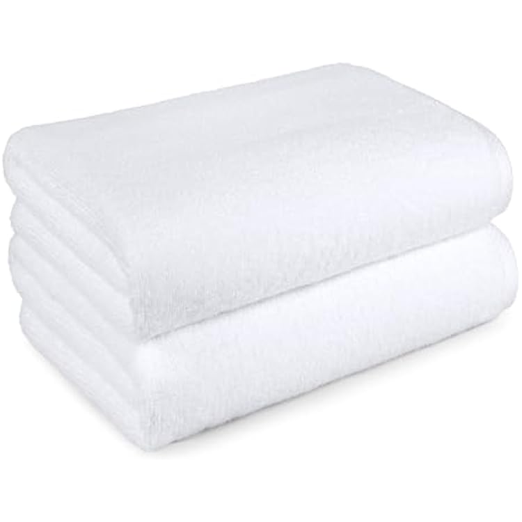 Amazon Basics 2-Piece Quick-Dry Oversize Bath Towel, 100% Cotton, 62 x 30, White
