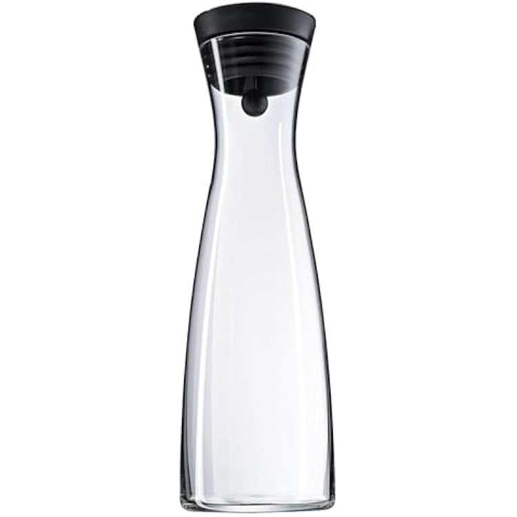 WMF Close-Up Stopper Glass Cromargan Basic Water Decanter, Black, Height 32.7 cm, 1.5 Litre