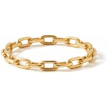 Gelin 10K Solid Gold Paperclip Chain Ring for Women - Dainty Link Band Stackable Ring - Minimalist Gold Band