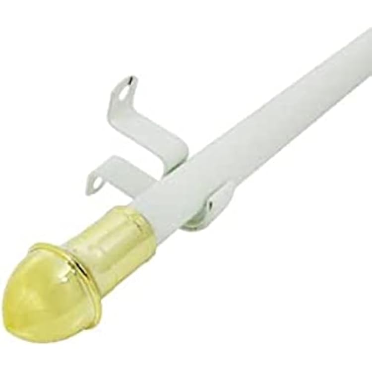 Graber 716-Inch Round Cafe Curtain Rod 48 to 84-Inch Width, White with Brass Finials
