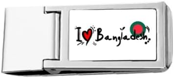 I Love Bangladesh Word Flag Love Heart Illustration Slim Money Clip Stainless Holder Pocket Wallet