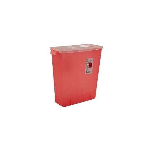 Cardinal Sharps Container 1-Piece 13-34 H X 13-34 W X 6 D Inch 3 Gallon Translucent Hinged, Rotor Lid, 8527R - Sold by: Pack of One