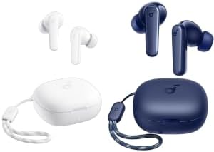 Soundcore by Anker P20i True Wireless Earbuds, 10mm Drivers with Big Bass, Bluetooth 5.3, 30H Long Playtime, Water-Resistant, 2 Mics for AI Clear Calls, 22 Preset EQs, Customization (White&Blue)