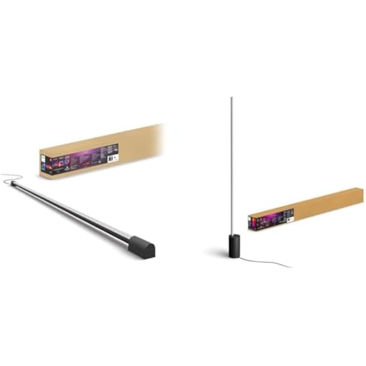 Philips Hue Large Smart Light Tube, Black - White and Color Ambiance LED Color-Changing Light & Gradient Signe Floor Lamp, Compatible with Alexa, Apple Homekit and Google Assistant