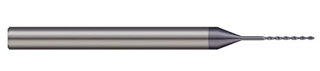 Micro 100 DR02-0110X Drill, 130 Point Angle, .011" Dia, .160" Flute Length, 2 Fl, 1/8" Shank Dia, 1-1/2" OAL, AlTiN