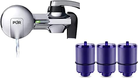 PUR Faucet Mount Water Filtration System with 4 Filters, Chrome Horizontal