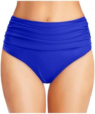 Tempt Me Womens High Waisted Bikini Bottom Tummy Control Ruched Bathing Suit Swim Bottom