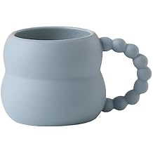 PEKJI Creative Mug Mug Round Ceramic Coffee Mug with Stirring Stick Morning Cup Reusable 280ml/9.5oz