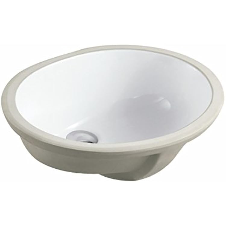KINGSMAN 19 Classic Oval Modern Undermount Vitreous Ceramic Overflow Lavatory Vanity Bathroom Single Bowl Vessel Sink - Pure White 19.5 INCH