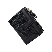 Small Wallet for Women, Ladies PU Leather Wallets with Multi Card Slots, Bifold Front Pocket Credit Card Wallet with Zipper Coin Pocket and ID Window (Black)