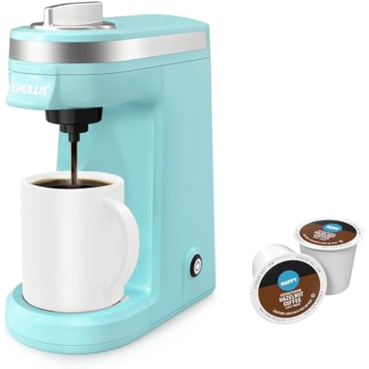 CHULUX Mini Coffee Maker for K Capsule, Single Serve Coffee Maker for One Cup Americano, Lightweight Pod Coffee Machine, Aqua