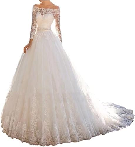 Yuxin Princess Lace Off Shoulder Wedding Dress for Bride 2025 Long Sleeves Ball Gown Bridal Dresses