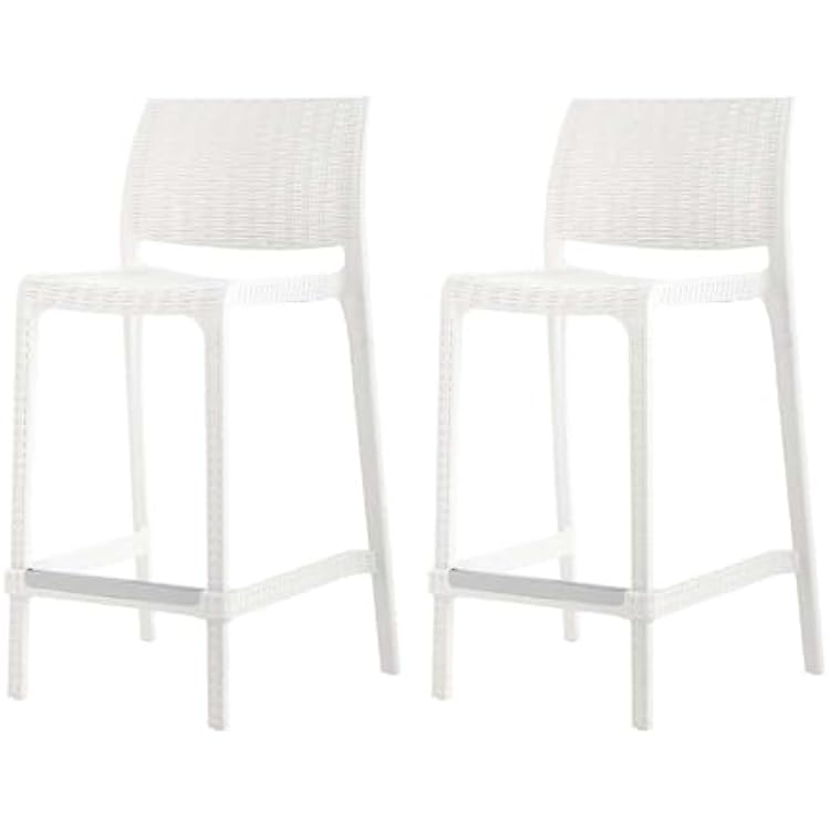 Lagoon Rue Rattan Stack-Able Counter Stool - 2 Pcs PerSet White