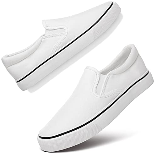 Womens White Slip on Shoes Canvas Sneakers Summer Breathable Floral Sneakers Casual Shoes Loafers Walking ShoesWhite.US9