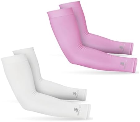 SportsTrail Cooling Arm Sleeves for Men & Women White and Pink bundle