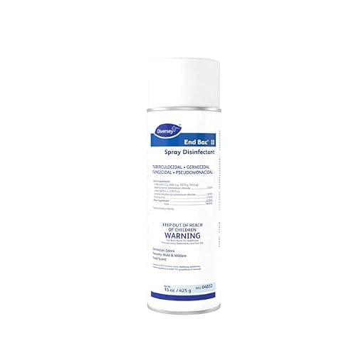 Diversey 04832 End Bac II Spray Disinfectant, Hard Surface Disinfectant Spray, Eliminates Odors in High Traffic Areas, Fresh Scent, Aerosol, 15 Ounce