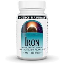 Source Naturals Iron, Amino Acid Chelate - Supports Energy Production* - 25mg - 100 Tablets