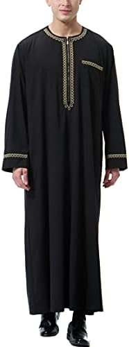 Mens Thobe Muslim Clothes for Men Thobe Islamic Clothing Arabic Dress for Men Jalabiya,BlackM