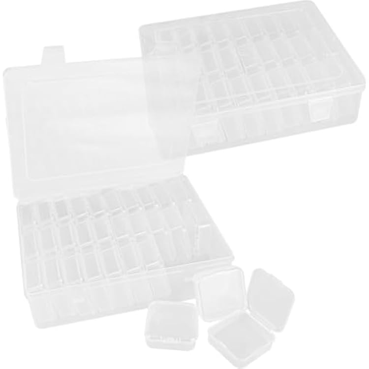 62 PCS Bead Organizer Box, Mini Clear Storage Boxe Plastic Bead Storage Containers with Hinged Lids Containers for Tiny Mill Hill Beads, Bracelet Making, Small Parts