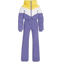 Fisoew Womens One Piece Ski Suit Warm Waterproof Snowsuits Winter Snow Jumpsuits Outdoor Sports Outerwear
