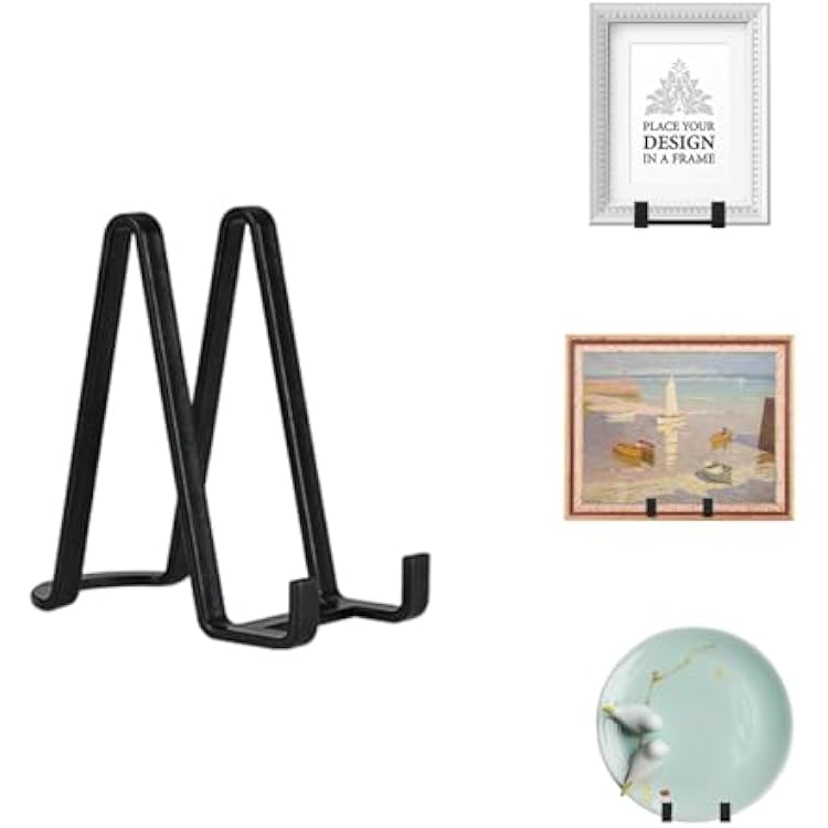Artliving Plate Stands for Display - Plastic Easel Stand Plate Holder Display Stand Picture Frame Stand for Pictures | Photo|Decorative Plate |Dish | Tabletop Art - 6 inch-Black