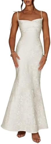 Fivsole Mermaid Satin Prom Dress for Teens 2025 Jacquard Floral Long Formal Party Gowns for Women