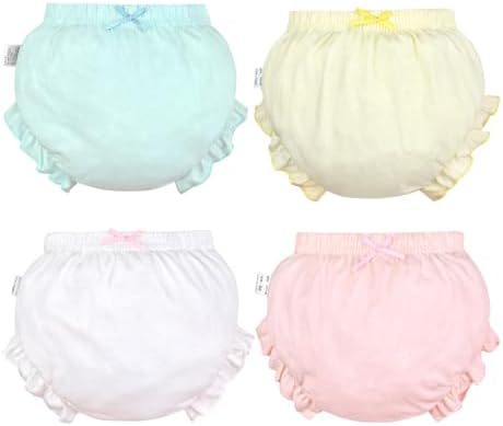 Cotton Bloomers Soft Infant Undies for Girls Baby Ruffle Diaper Cover Toddler Kids Briefs Panties 4-Pack