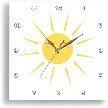 3D Rose DPP_113063_3 3dRose Smiling Happy Sun - Cute Kawaii Yellow Sunny Smiley Face - Summery Sunshine on White - Sweet Summer - Wall Clock, 15 by 15"