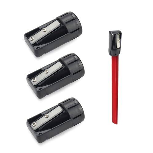 BRBASAP 3Ps Contractor Pencil Sharpener Carpenter Manual Portable Woodworking Sharpens Heavy Duty Manual Construction Square and Flat Pencils Essential Tool for Contractors and Construction Workers