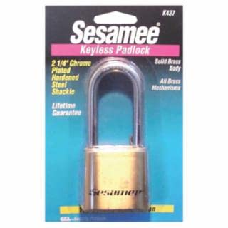 CCL 197-K0437 CCL Sesamee Keyless Padlocks, 5/16" Diameter, 2 1/4" Length x 1" Width, Silver