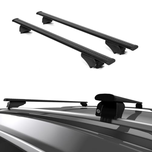 Universal Roof Rack Cross Bars - 42 to 56 Crossbars Fits Raised Side Rail Cars & SUVs | Adjustable Aluminum Aero Bars for Rooftop, Luggage, Cargo Carrier, Canoe, Kayak, Bike, Size: 56 | Black