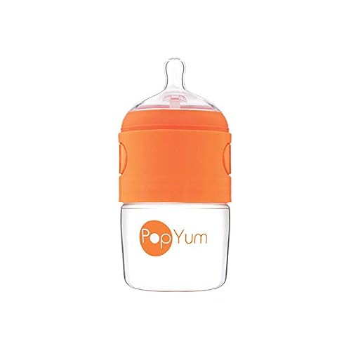 PopYum 5 oz Orange Anti-Colic Formula Making Baby Bottle with #1 Slow Flow Nipple, 150 ml, BPA-Free, Natural Latch, Mixing, Dispenser