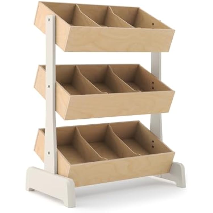 OEUF Toy Store Birch | Modern Kids Storage Organizer with Adjustable Bins & Dividers | Baltic Birch & Eco-MDF | Non-Toxic, GREENGUARD Gold Certified | Made in Europe