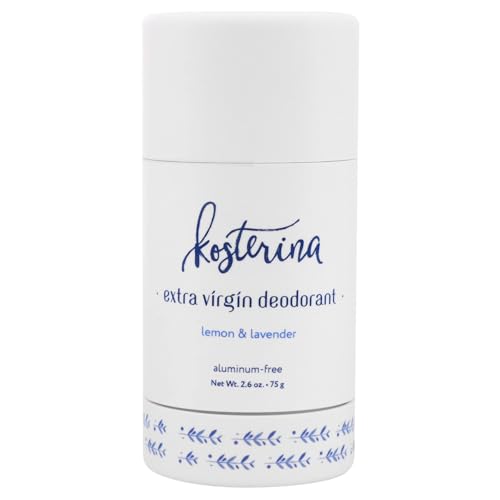 Kosterina - Extra Virgin Deodorant Aluminum-Free, Made with Organic Coconut Oil and 100% Early-Harvested EVOO, Helps Protect Against Odor, Easy-Glide Texture, Hydrating Formula | 2.6 oz 75g