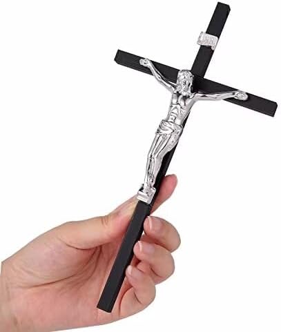 VINETEN Crucifix Wall Cross- Black Metal Slender Catholic Crosses