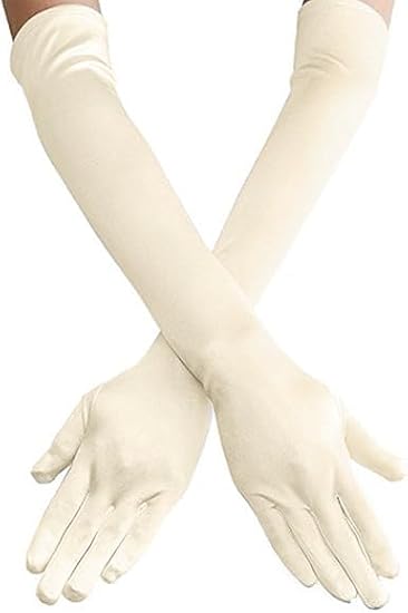 Long Opera Satin Gloves for Women Costume Elbow Length 1920s Dress, 21 inch