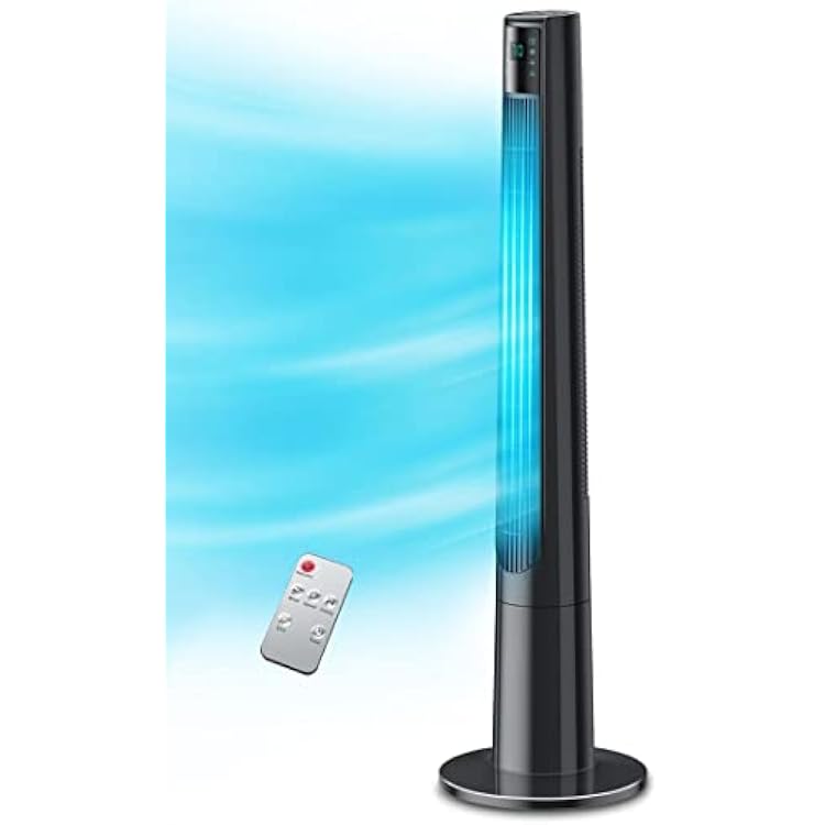 Tower Fan - 48 Inch Oscillating Fan, Standing Fan with Remote, Quiet Fan with 3 Modes & 3 Speeds, 12H Timer & LED Display, Bladeless Fan, Oscillating Cooling Fan, Fan for Home Bedroom Office Use