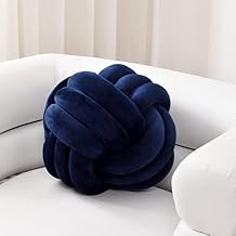 Sioloc Soft Knot Ball Pillows,Round Throw Pillow Cushion Home Decoration Plush Pillow,Throw Knotted Pillow Handmade Round Plush Pillow(7.8inches,Navy)