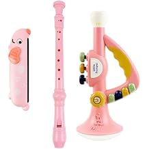 Toddler Musical Instruments Toy Trumpet, Harmonica, Recorder Flute for Kids Baby, Musical Toys Set for Children Boys Girls Ages 2 3 4 5, Pink (Pink)