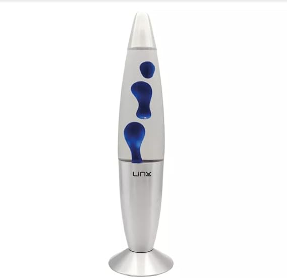 16” Aluminum Wax Lamp – Retro Decorative Mood Light - Perfect for Bedroom Desk & Living Room Fun Novelty Gadget for Relaxation Home Decoration and Gift for Retro & Vintage Light (Clear/Blue)