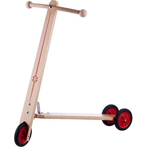 HolzWenzel Peter 210KR Childrens Scooter Made of Wood, Approx. 62 cm Long and 62 cm High, with Three Plastic Wheels and Screen Print Decoration