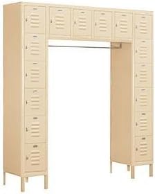 Salsbury Industries Assembled 6-Tier Box Style Standard Bridge Metal Locker with 16 Boxes, 18-Inch Deep, Tan