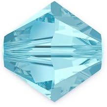 200pcs Authentic Preciosa 3mm (0.12 Inch) Small Faceted Bicone Crystal Loose Beads Aquamarine Blue Compatible with Swarovski 5301/5328 for DIY Jewelry Making Pre-B310