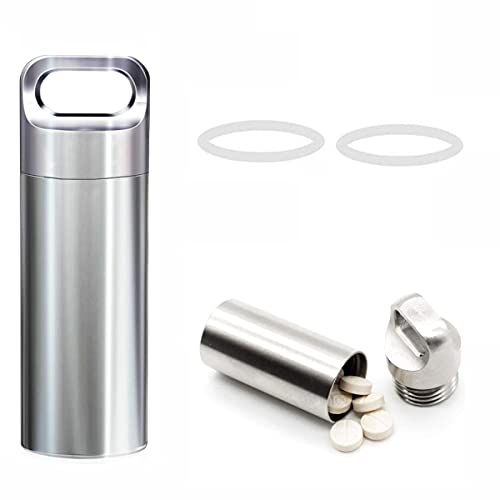 Waterproof Stainless Steel Pill Case Keychain, Pill Holder Container, Durable Small Pill Box Bottle Holder Tough for Men Purse Pocket Outdoor EDC Tool Kit - Medium
